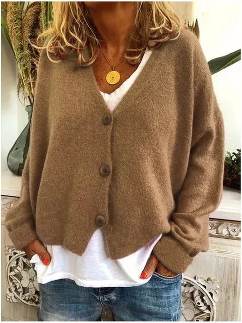Rachel | Relaxed Fit Knit Cardigan with V-Neck Button Front
