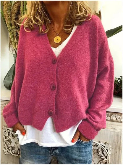 Rachel | Relaxed Fit Knit Cardigan with V-Neck Button Front
