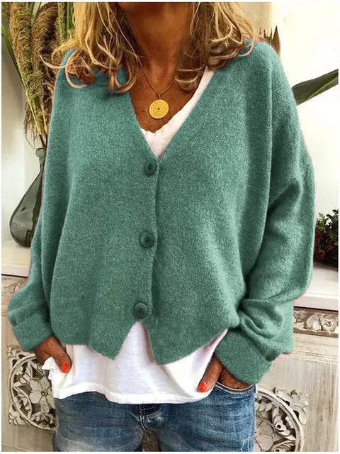 Rachel | Relaxed Fit Knit Cardigan with V-Neck Button Front