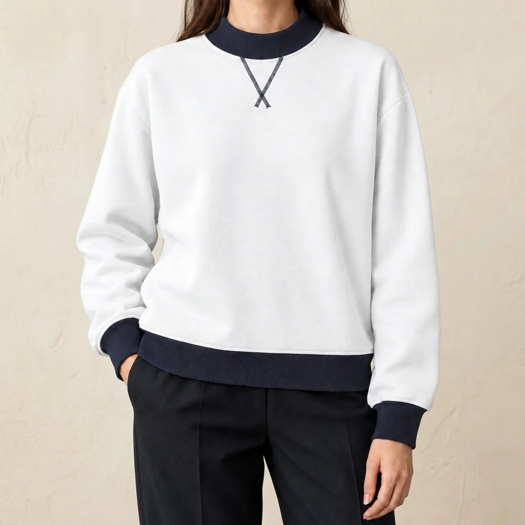 Sofia | Colorblock Crewneck Sweater with Contrast Trim
