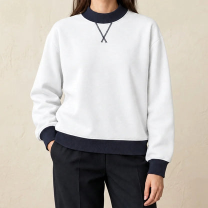 Sofia | Colorblock Crewneck Sweater with Contrast Trim