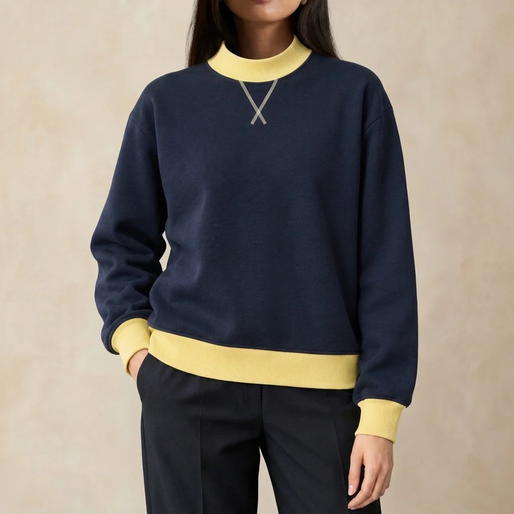 Sofia | Colorblock Crewneck Sweater with Contrast Trim