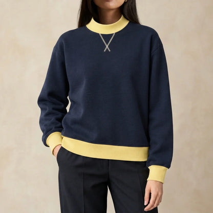 Sofia | Colorblock Crewneck Sweater with Contrast Trim