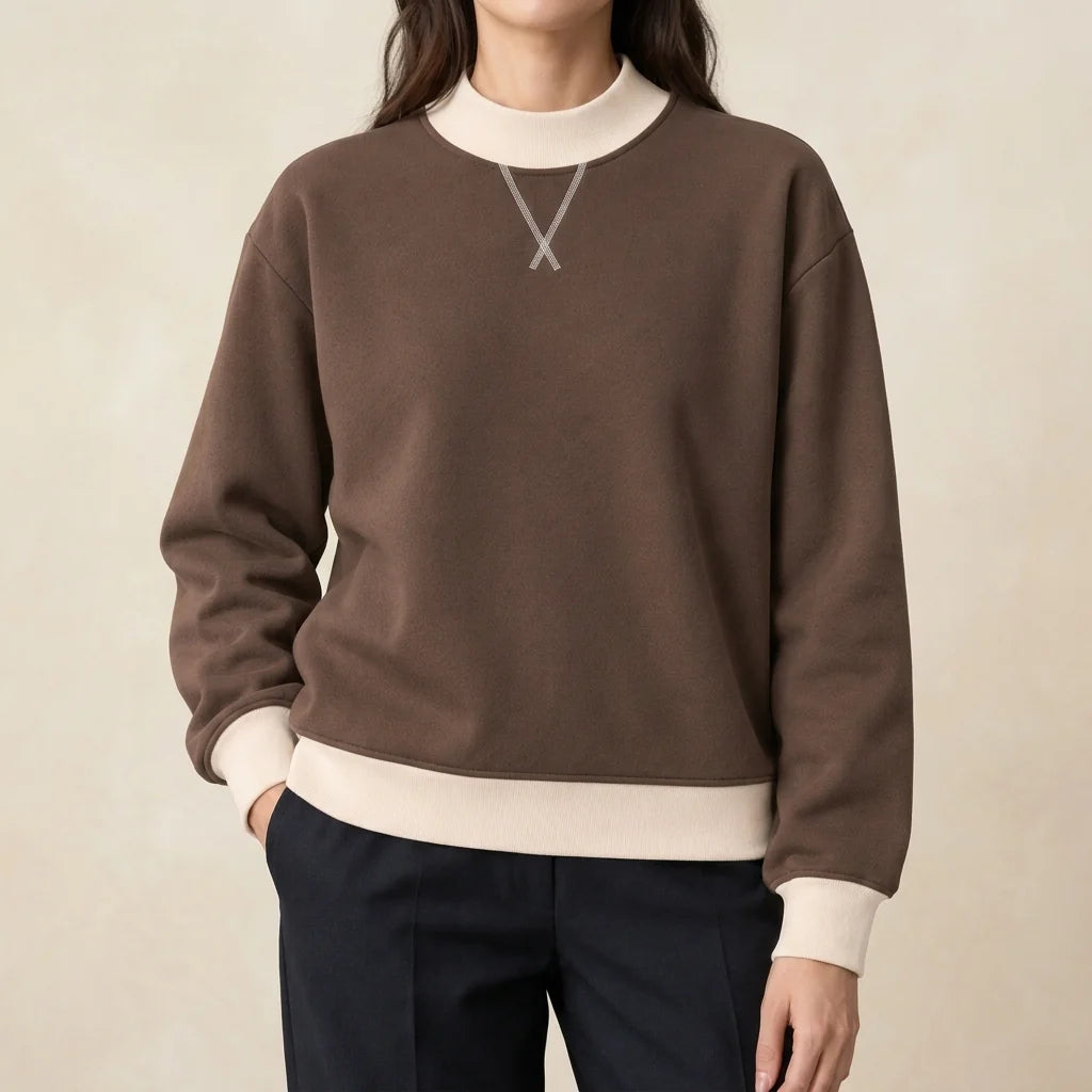 Sofia | Colorblock Crewneck Sweater with Contrast Trim