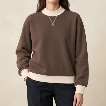 Sofia | Colorblock Crewneck Sweater with Contrast Trim