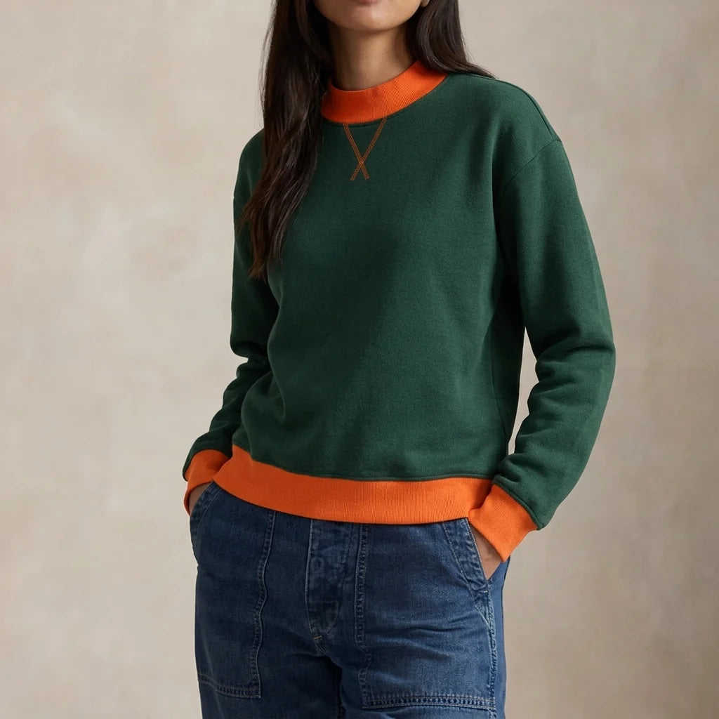 Sofia | Colorblock Crewneck Sweater with Contrast Trim