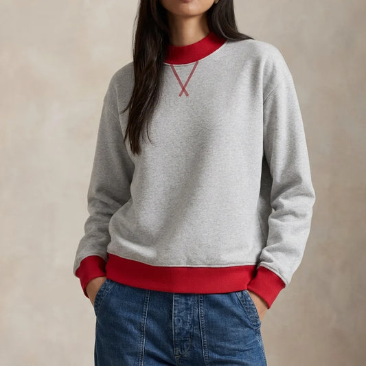 Sofia | Colorblock Crewneck Sweater with Contrast Trim