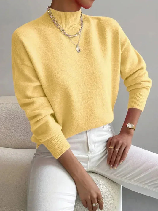 Stephanie | Mock Neck Sweater with Ribbed Cuffs