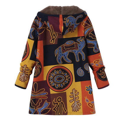 Zoey | Floral Print Hooded Winter Coat