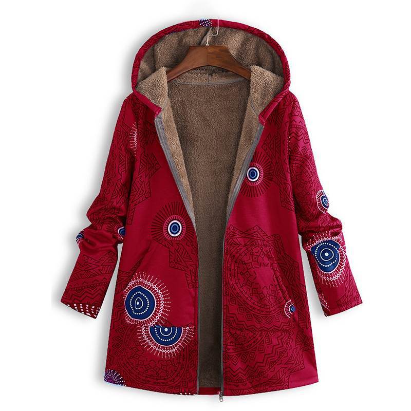Zoey | Floral Print Hooded Winter Coat