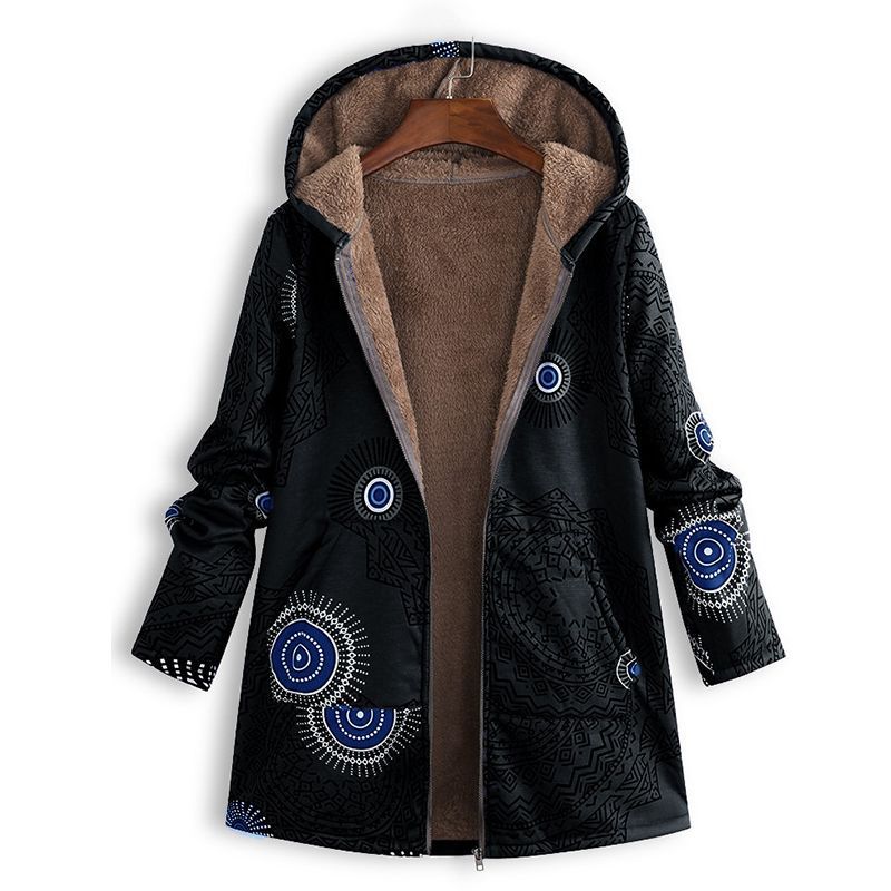 Zoey | Floral Print Hooded Winter Coat