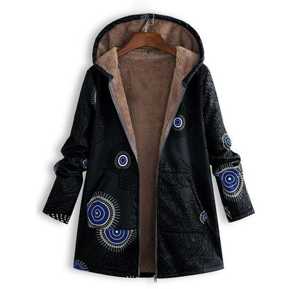 Zoey | Floral Print Hooded Winter Coat