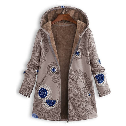 Zoey | Floral Print Hooded Winter Coat